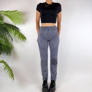 Vintage Y2K Umgee Indie Grunge High Waisted Gray Velour Jogger Pants / Size: L